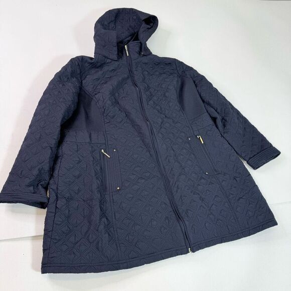 Weatherproof Jacket Womens 2X Black Quilted Full-Zip Hooded Outdoor Fall Witner - Picture 1 of 11